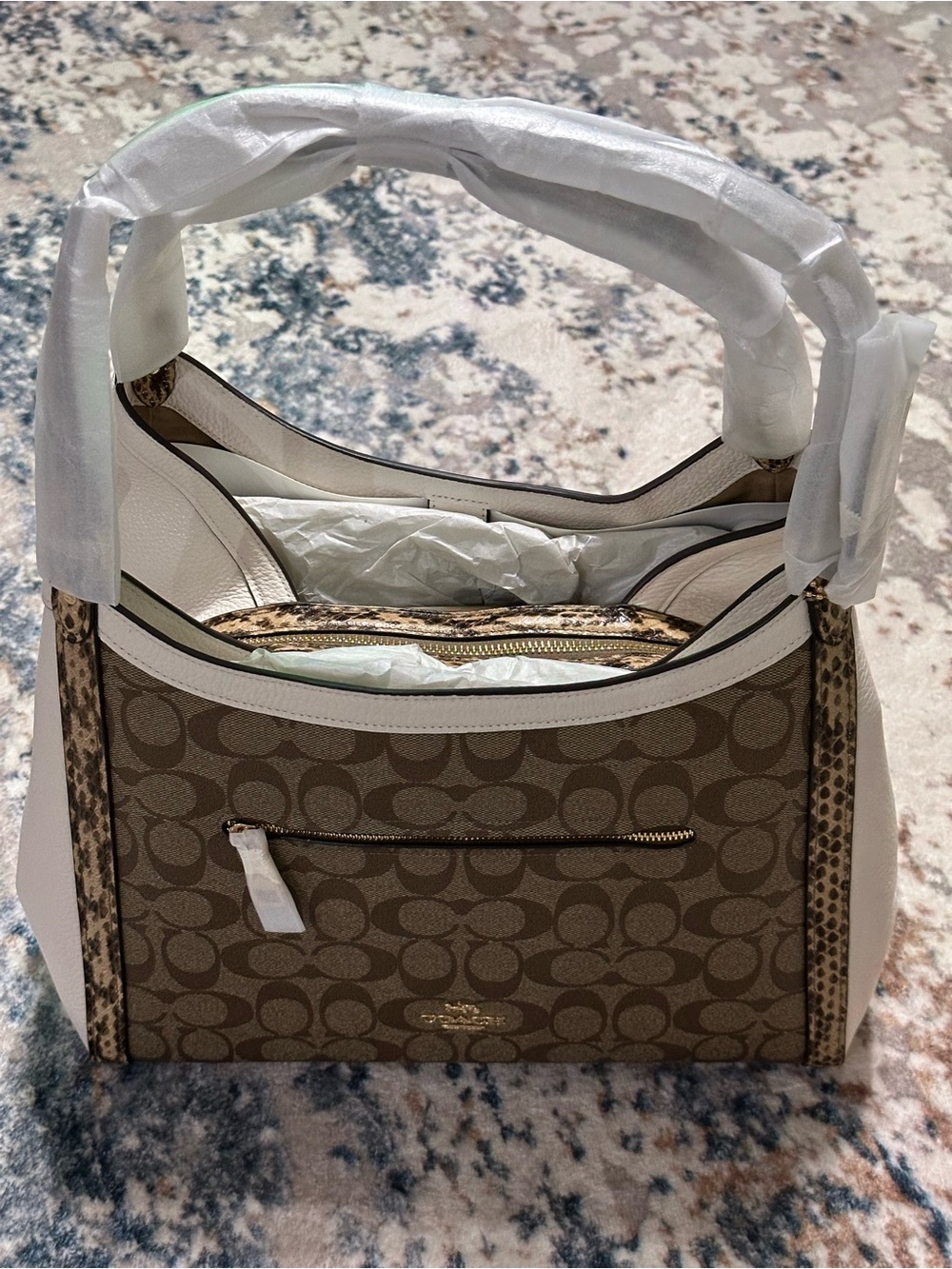 NWT Coach Kristy Signature Canvas bag with Snakeskin Accents - Picture 2 of 8